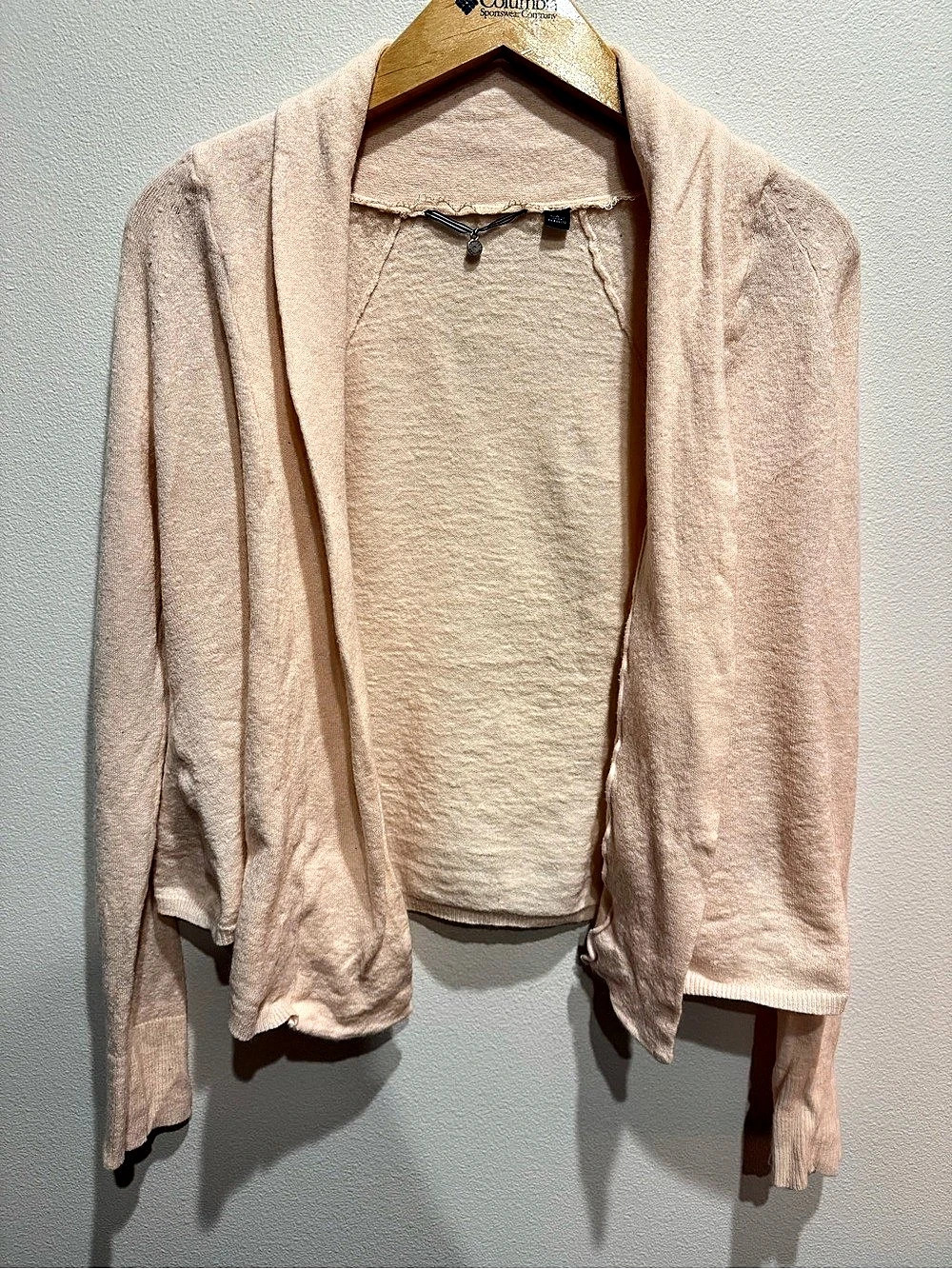 Knitted & Knotted Open Front Cardigan in Pale Pink